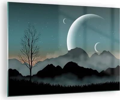 Produktbild von Bilder auf glas - Einteilig - Himmel Nacht Illustration - 70x50cm - Glasbilder - Wandbilder - Bilder - zum Aufhängen bereit - Wanddekoration aus Glas - Glas Bilder - Wandbild auf Glas - GAA70x50-4143