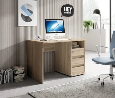 Produktbild von Schreibtisch >Flinn< in Eiche Sonoma hell - 110x75x65cm (BxHxT)