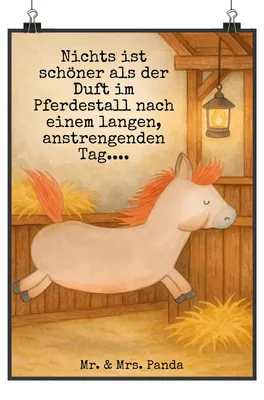 Produktbild von Mr. & Mrs. Panda Bild Pferd Springen Design DIN A3 - Weiß - Geschenk, Stall, kunstdruck poster, Bauernhof, Reiten, wanddeko, drucke, Pferdestall, Ausreiten, Pferde