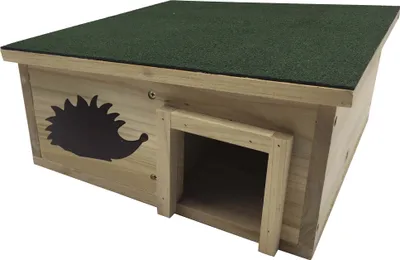 Produktbild von Dehner Natura Premium Igelhaus Inuit, Igelhütte stabil / wetterfest, Futterhaus für Igel, ca. 21 x 52 x 56 cm, Stahl/Rattan, natur