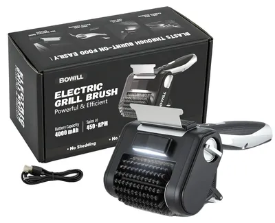 Obrázok produktu pre Čistiaca kefa na gril, bez štetín, s LED osvetlením, čierna