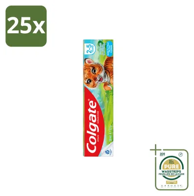 Image de 25 tubes de dentifrice pour enfants Colgate Bubble Fruit - pour les enfants de 2 à 5 ans - 50 ml - Pack économique - 25 pièces