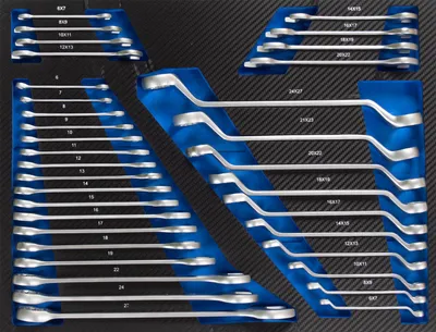 Produktbild von Profi Werkstattwagen Einlage blau Ringschlüssel Maulschlüssel Satz 6-27 mm 35 tlg.