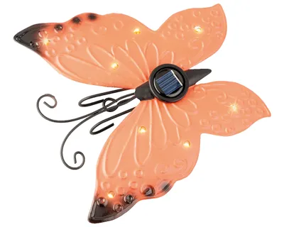 A solar-powered decorative butterfly with lights.