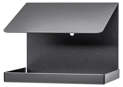 Immagine prodotto di Alberts 355111 Casetta per uccelli con tetto spiovente, cassetta nido in acciaio in nero opaco, nido per uccelli da appendere o appoggiare, dimensioni 120 x 150 x 120 mm