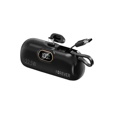 Produktbild von Forever Mini Powerbank MTB-100 22,5W 5000 mAh USB C do smartfonów, Android, Samsung, Xiaomi, tabletów, lamp czarny