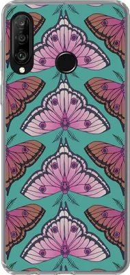 Produktbild von MuchoWow® Handyhülle Schutzhülle Hülle für Telefoonhoesje Huawei P30 Lite Mädchen - Motten - Insekten - Muster - Mädchen - Kinder - Kinder - Kinder - Mädchen Silikon Softcase Handy Hülle - Handyhülle