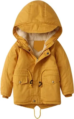 Produktbild von Gefütterte Winterjacke für Kinder mit Kapuze – angenehm warm, gelb 92-98