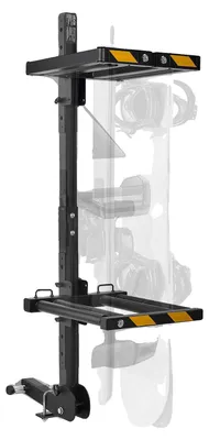 Image de Porte-skis et snowboards VEVOR Skiboard pour jusqu'à 6 paires de skis ou 4 snowboards, porte-skis de toit verrouillable avec sangle de sécurité et accès par basculement, support de skis réglable s'adaptant à l'attelage