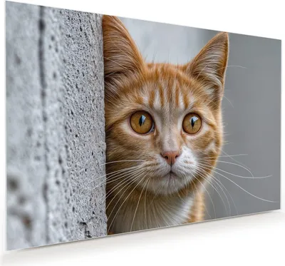 Produktbild von Glasbild 120x80cm in XXL für Wohnzimmer, Schlafzimmer Motiv Neugierige Katze