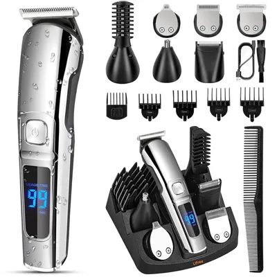 Image de Tondeuse à barbe et à cheveux Ufree pour homme – Tondeuse 6 en 1 pour la barbe, le nez, le visage et le corps, recharge USB, utilisation sur peau sèche ou humide, LED