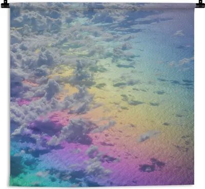 Produktbild von MuchoWow® Wandteppich Wandbehang Wolken mit Regenbogen 150x150 cm Tapisserie Dekoration Wandtuch - Wohnaccessoires - Modernes