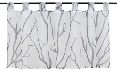 Voile Vorhang mit Schlaufen, Baumzweige, 45x120 cm, Weiß
