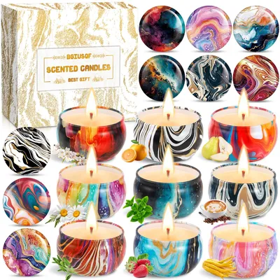 Duftkerzen-Set, 9 Stück, Sojawachs, Aromatherapie, 180 h Brenndauer