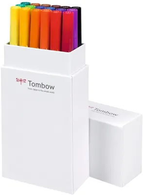 Produktbild von Tombow ABT-18P-1, 18 Farben, Mehrfarbig, Rundspitze & Bürstenspitze, 0,8 mm, 1 cm, Schwarz