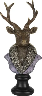 Immagine prodotto di Figurina di cervo Clayre & Eef 10x9x23 cm in poliresina marrone viola