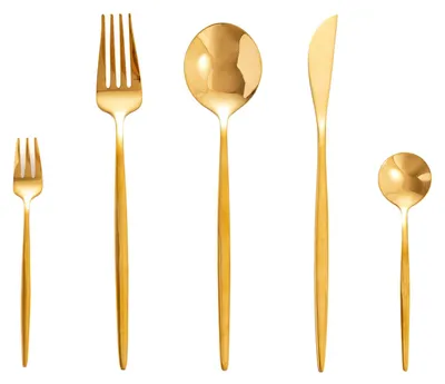 Besteckset 60-teilig, Gold, für 12 Personen, Edelstahl