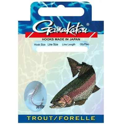 Produktbild von Gamakatsu Forelle LS-3610 Spirale 60cm - 10 gebundene Angelhaken, Hakengröße/Schnurdurchmesser:Gr. 10 / 0.18mm