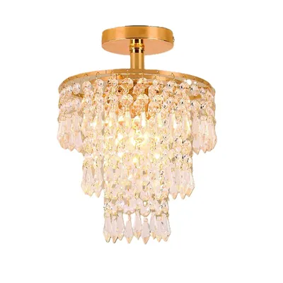 Produktbild von Welikera Deckenleuchten Kristall-Kronleuchter, 200*290mm Kristall-Deckenleuchte für Wohnzimmer, Gold