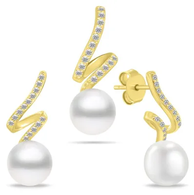Immagine prodotto di Set di gioielli placcato oro con zirconi e perle SET269Y ( Orecchini, ciondoli)