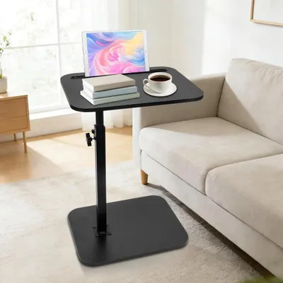Produktbild von Beistelltisch - C-förmiger Tisch - Snacktisch - Höhenverstellbar - 40x30x81,5 cm - Schwarz
