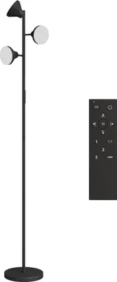 Produktbild von Stehlampe Dimmbar mit Leselampe, Stehleuchte RGB Farbwechsel mit Fernbedienung Touch-Steuerung 3 drehbare Köpfe Schwarz