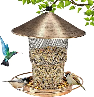Imagen del producto de Comedero para pájaros plegable, resistente a la intemperie, con capacidad de 1,13 kg, ideal para jardín y balcón