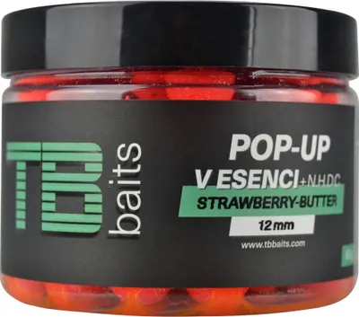 Zdjęcie produktu dla TB Baits Floating Boilie Pop-Up Strawberry Butter + NHDC 65 g 12 mm