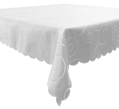 Produktbild von Tischdecke weiß 130x360 cm eckig damast Ornamente bügelfrei fleckenabweisend