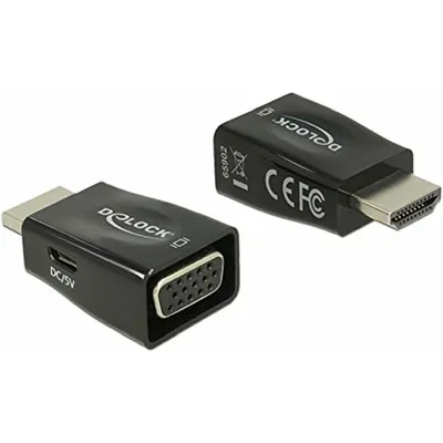 Produktbild von Adapter HDMI-A Stecker > VGA Buchse (screwless) schwarz Delock
