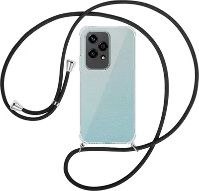 Produktbild von Handykette Backcover-Schutzhülle mit Band (Metall silberfarben) für Honor 200 Lite - schwarz