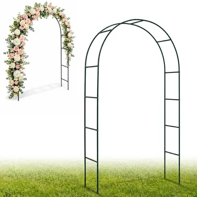 Productafbeelding van Rozenboog, poortboog, tuinconstructie, klimhulp voor klimplanten, weerbestendig, gepoedercoat staal, zwart