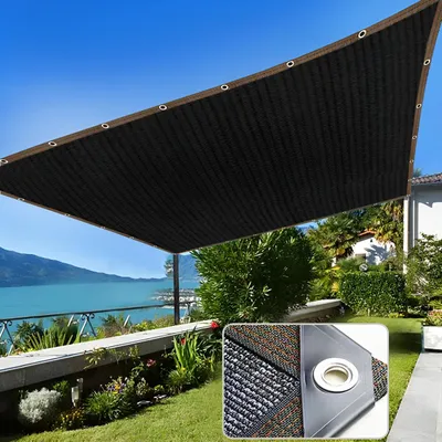 Produktbild von Sonnensegel 2x4M Rechteck, Schattierungsnetz mit ösen Schwarz Schattennetz Atmungsaktiv 95% Sonnenschutz Netz für Gewächshaus Garten Balkon Terrasse