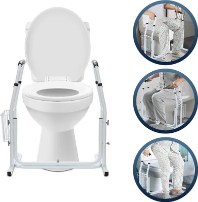 Produktbild von Faziango Aufstehhilfe WC Toiletten Stützgestell Haltegriff Rutschfest mit rutschfest mit Ablagekorb Belastbar bis 200 kg