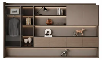 Image de Armoire de bureau modulaire avec éclairage LED élégant et espace de rangement