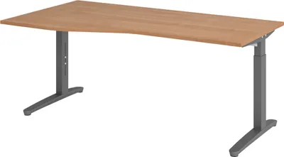 Produktbild von bümö Schreibtisch Serie-XB - Gestell: Graphit, Nachbildung: Nussbaum, Größe:  180 x 100 cm