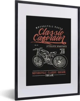 Produktbild von MuchoWow® MuchoWow® Gerahmtes Poster Mancave - Motor - Schwarz - Vintage 30x40 cm - Poster mit zchwarzem Bilderrahmen - Wandposter Schlafzimmer