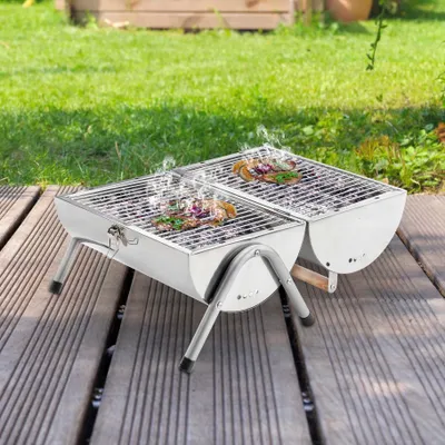 Produktbild von Picknick Grill - Edelstahl - Grillhöhe ca. 17cm - inkl. zwei Kohleroste