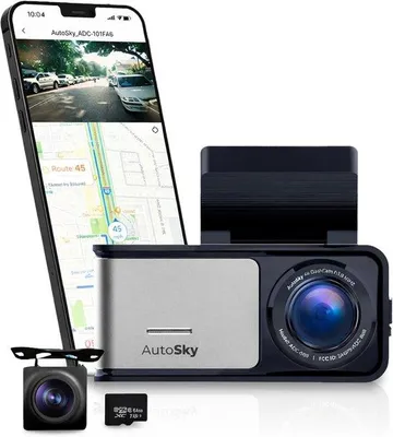 Zdjęcie produktu dla Dwukanałowy rejestrator jazdy – 4K Ultra HD – przednia i tylna kamera – GPS i Wi-Fi – do samochodów
