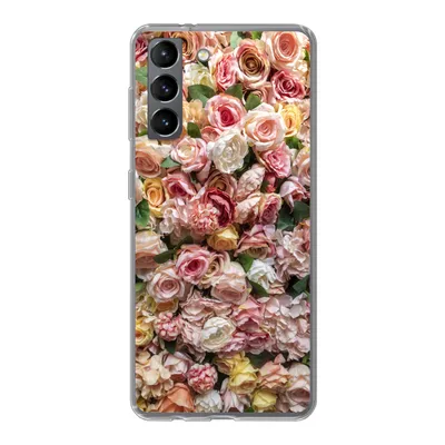 Produktbild von MuchoWow® Handyhülle Schutzhülle Hülle für Samsung Galaxy S21 Rosen - Farben - Wand Silikon Softcase Handy Hülle - Softcase
