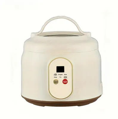 Produktbild von Elektrischer Reiskocher - Multifunktionaler Reiskocher 1,8 l - 3D-Erhitzung - Digitaler Timer - LCD-Display - Babybrei-Funktion - 200/400/600 W - Hellgelb