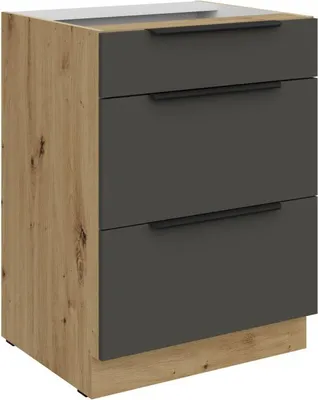 Produktbild von Schubladenschrank LUNARA – Breite 60 cm, Graphit / Artisan-Eiche