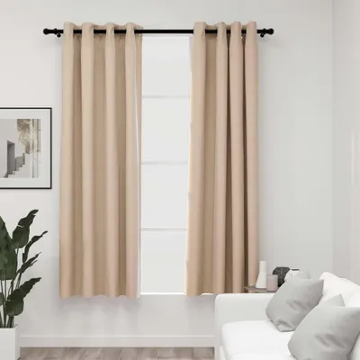 Produktbild von The Living Store Verdunkelungsvorhänge Ösen Leinenoptik 2 Stk. Beige 140x175 cm