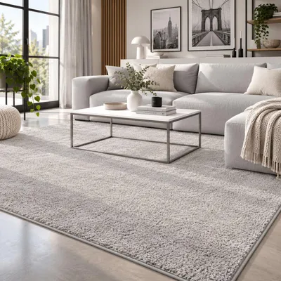 Immagine prodotto di Tappeto in velluto a pelo lungo Mona grigio argento, dimensioni: 80x320 cm