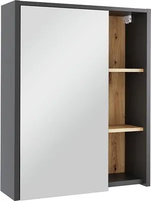Produktbild von Vicco Badspiegelschrank Viola, 60 x 75 cm mit offenen Regalen, Grau/Artisan