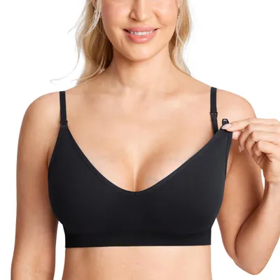 Productafbeelding van MOMANDA Damen BH, zacht, zonder beugels, naadloos, zwart, maat L