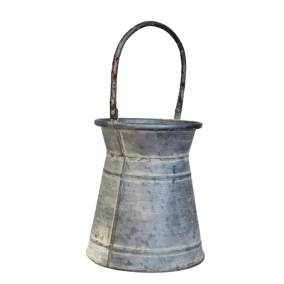 Produktbild von Nostalgische Zink Milchkanne Deko mit beweglichem Henkel, Rostansätzen, Höhe 33 cm, Ø 16,5 cm