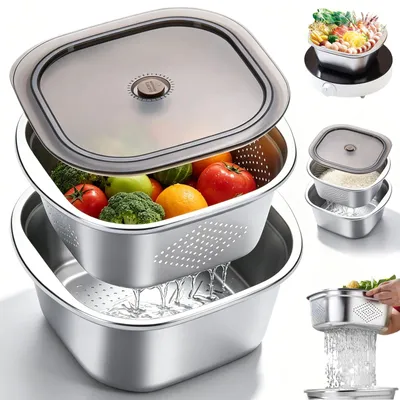 Küchensieb Edelstahl 4600 ml mit Deckel, Microperforation