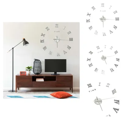 Obrázek produktu pro vidaXL 3D nástěnné hodiny moderní design stříbrné 100 cm XXL - Nástěnné hodiny
