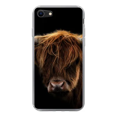 Produktbild von MuchoWow® Handyhülle Schutzhülle Hülle für iPhone SE 2020 Schottischer Highlander - Hörner - Schwarz - Tiere - Natur - Wild - Kuh Silikon Softcase Handy Hülle - Kartenbesitzer